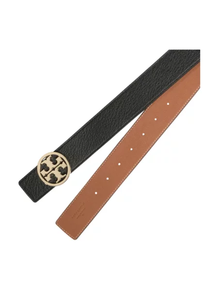 Pasek Tory Burch skórzany z paskiem dwustronny czarny