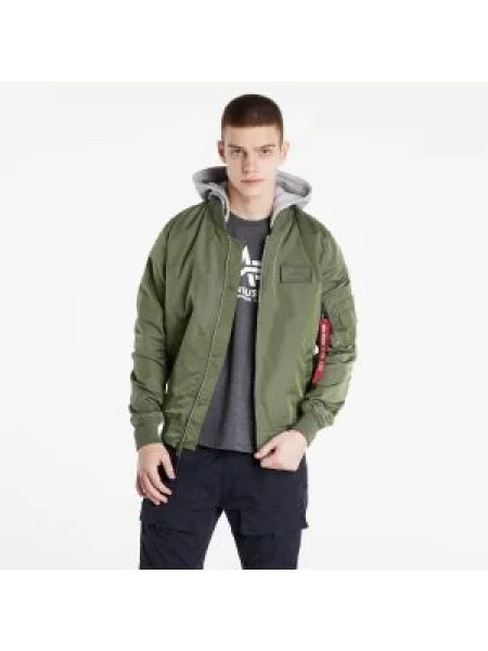Bunda Alpha Industries s kapucí zelená