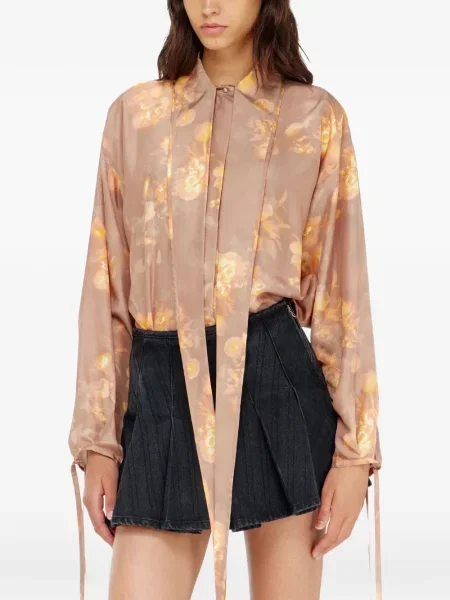 Cămașă Diesel de mătase cu model floral cu imagine