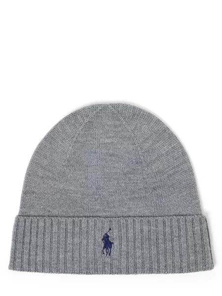 Polo Ralph Lauren czapka wełniana z cienkiej dzianiny wełniana szary