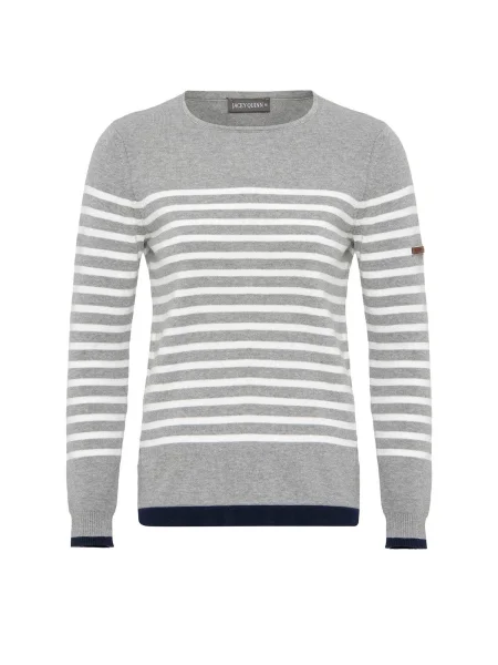 Jacey Quinn Sveter Abrienda tmavomodrá / sivá melírovaná biela