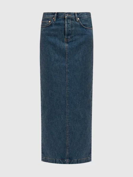 Джинсовая юбка Wardrobe.nyc с потертостями до колена синяя