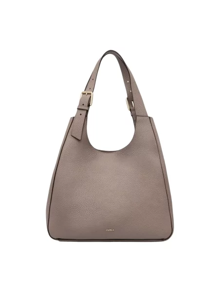 Furla torebka shopper skórzana Dora L Tote beżowa