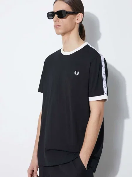 T-shirt FRED PERRY Taped Ringer T-shirt Black M czarna