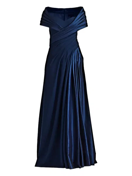 Rochie maxi Tadashi Shoji plisată de costum albastru