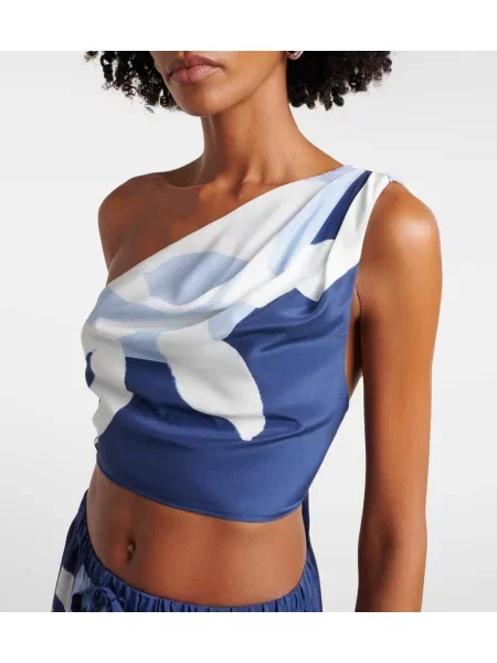 Cropp top Sir de mătase cu model floral albastru