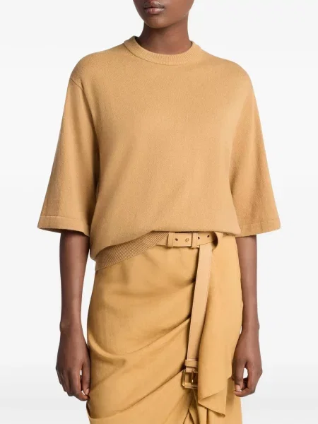 Плисирани панталон Michael Kors Collection с волани на райета кафяво