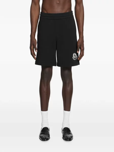 Pantaloni scurți Moncler din jerseu cu autograf negru