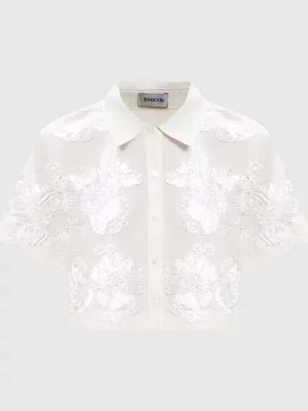 Укорочена сорочка Callie Soutache з льоном Simkhai біла