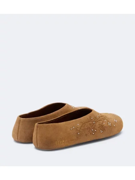 Semišové slip on baleríny Golden Goose s cvočkami béžová