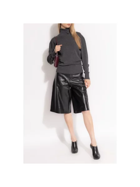 Sweter z golfem Burberry wełniany do golfa szary