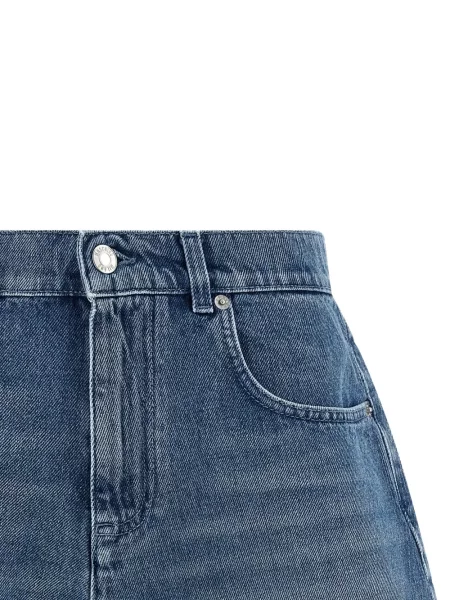 Pantaloni scurți din denim Moschino cu motiv cu inimi albastru