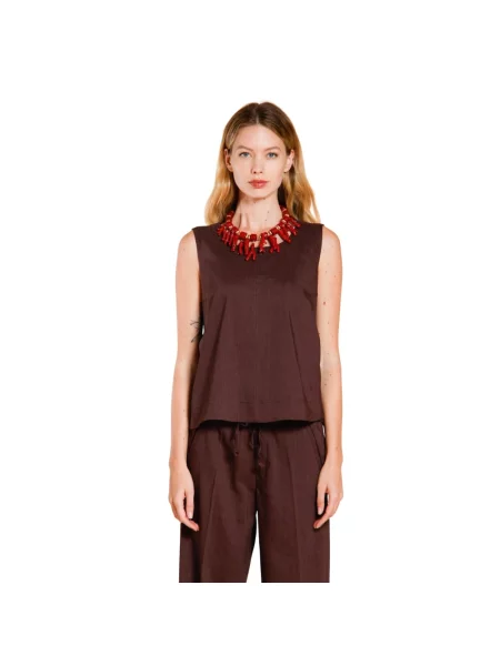 Lniany top Mason's brązowy