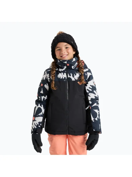 Дитяча куртка для сноуборду ROXY Galaxy true black/big flower чорна