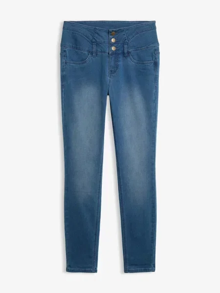 Modelujące jeansy termiczne o kroju skinny high waist niebieskie