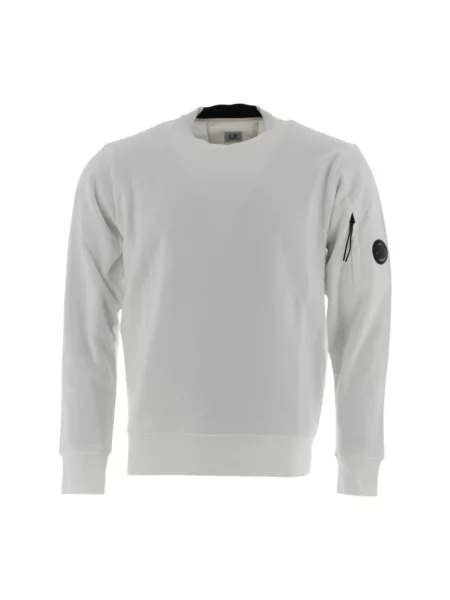 Lniana bluza polarowa C.p. Company z dekoltem w kształcie litery U casual biała
