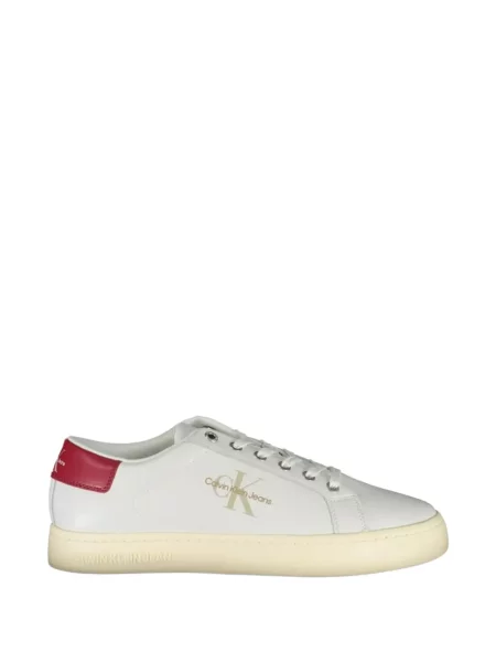Sneakerși Calvin Klein cu șireturi din dantelă alb