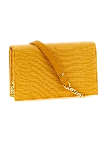 Torebka crossbody Elisabetta Franchi skórzana żółta