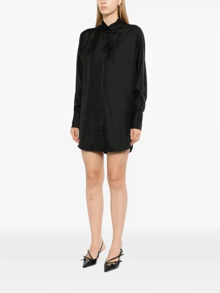Rochie tip cămașă Cynthia Rowley de mătase negru