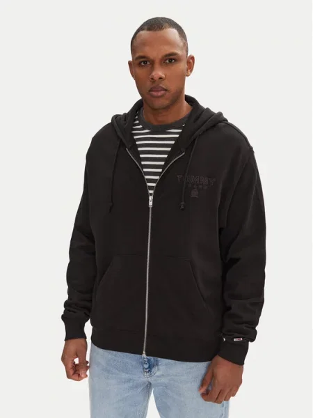 Tommy Jeans Majica dugih rukava Varsity crna