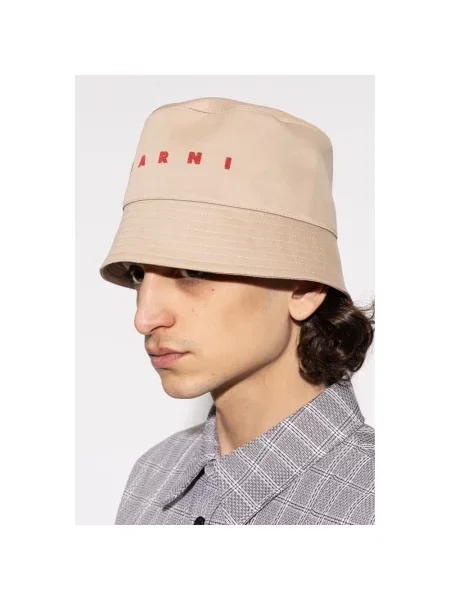Czapka Marni z logo beżowa