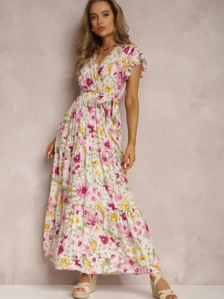 Rochie Alb-Roz Arginca alb