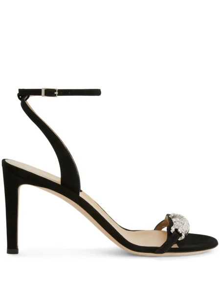 Велурени сандали Giuseppe Zanotti с кристали черно