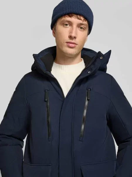 Parka z kapturem i z patką Superdry granatowa