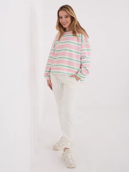 Geacă Italy Moda cu dungi turcoaz