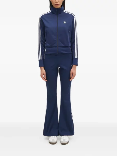 Pantaloni palazzo Adidas cu dungi plisat cu imagine albastru