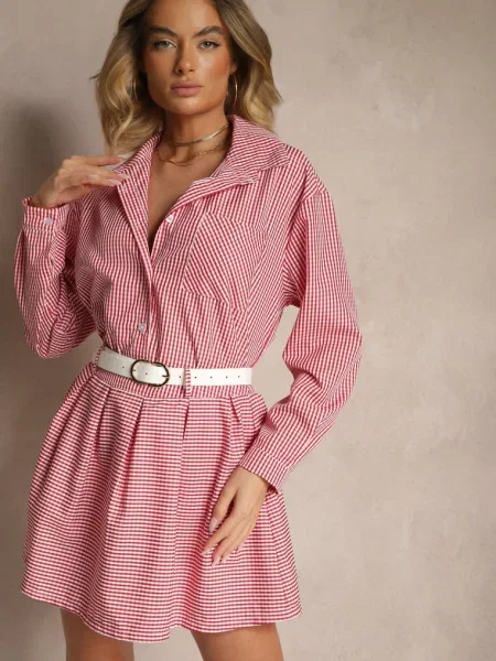 Komplet Spódnica o Rozkloszowanym Kroju i Koszula Novarelle czerwony