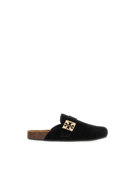 Klapki Tory Burch wełniane czarne