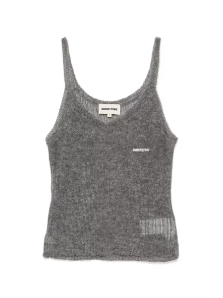 Top Shushu/tong tricotate cu bretele gri