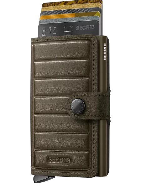Secrid portofel RFID din piele EMBOSS LINES verde