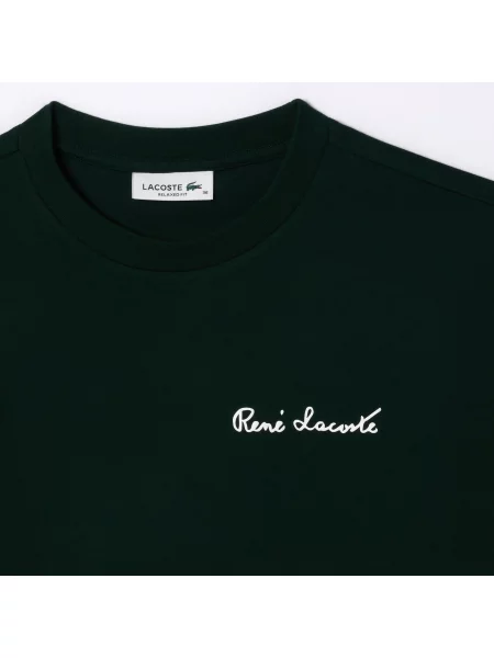 Lacoste T-Shirt Z Okrągłym Dekoltem Relaxed Fit czarny