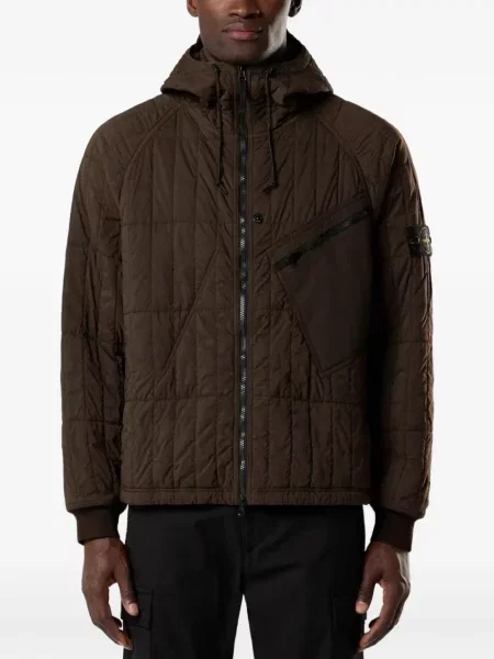 Matlasat geacă Stone Island cu strasuri maro