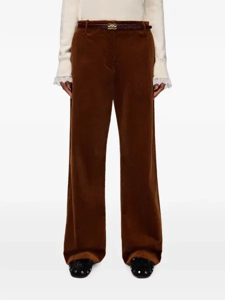Pantaloni Ganni de catifea cord maro