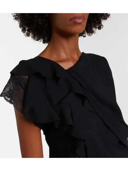 Rochie midi Junya Watanabe asimetrică din dantelă negru