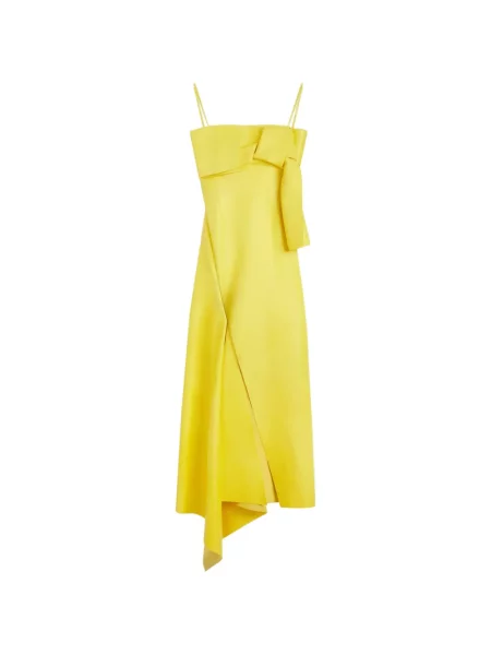 Rochie Givenchy cu funde din piele galben