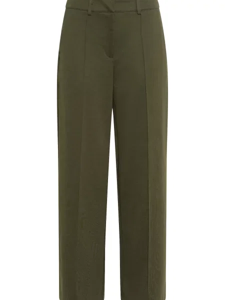 ICHI Pantaloni cu dungă IHKate închis verde