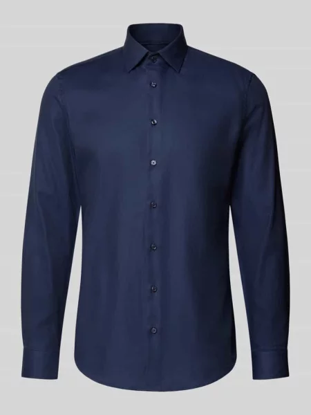 Koszula biznesowa o kroju slim fit z czystej bawełny Jake*s granatowa