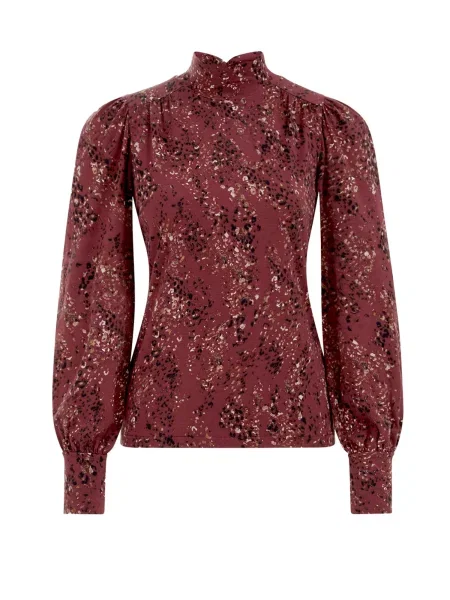 WE Fashion Tricou maro coniac / roșu burgundy / negru alb