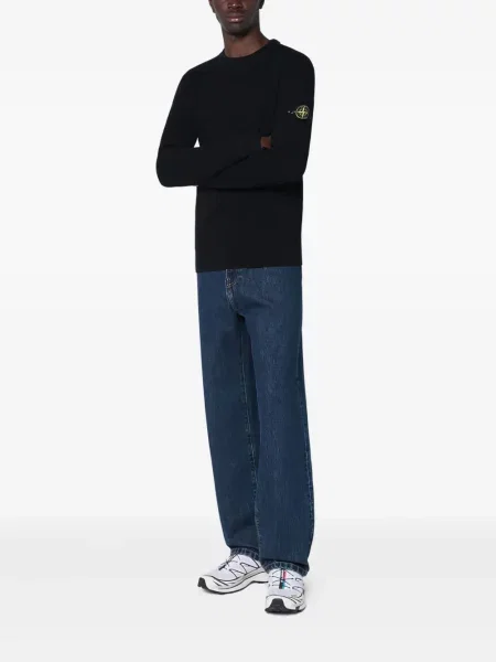 Вълнен пуловер Stone Island камъни черно