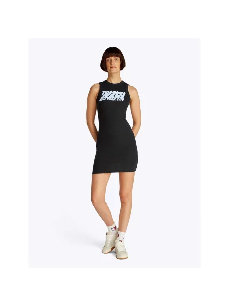 Rochie din denim Tommy Jeans negru
