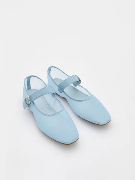 Балетки Reserved с сеткой голубые