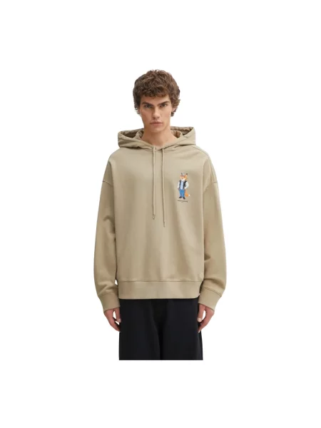 Bluza z kapturem Maison Kitsune z kapturem brązowa