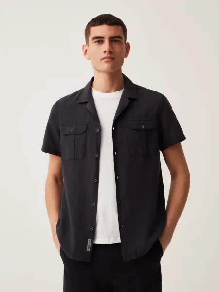 OVS Сорочка з коротким рукавом чорний