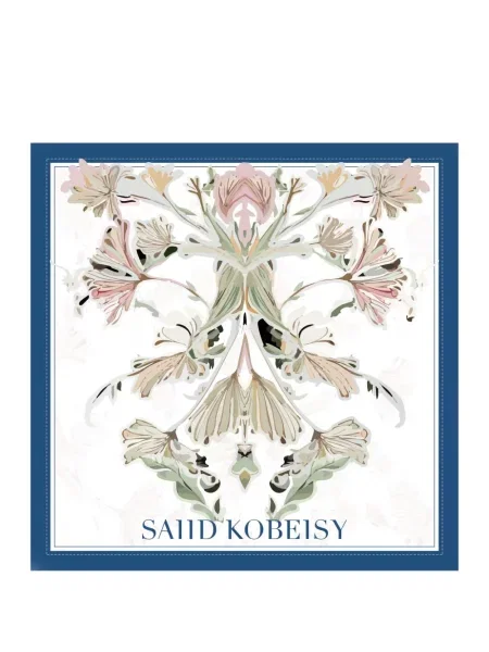 Fular Saiid Kobeisy cu model floral mari alb