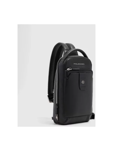 Torba crossbody Piquadro skórzana czarna