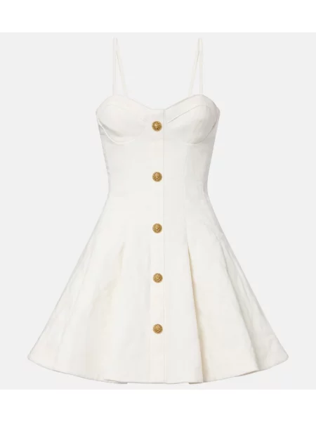 Rochie din denim Balmain alb